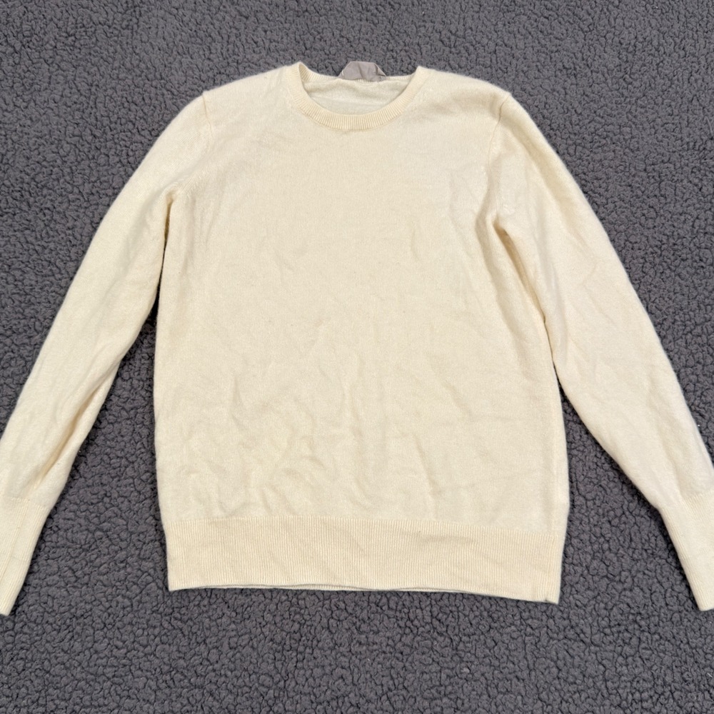 Everlane Sweater Mens Small Cream Cashmere Crew Neck Off White Knit 4232